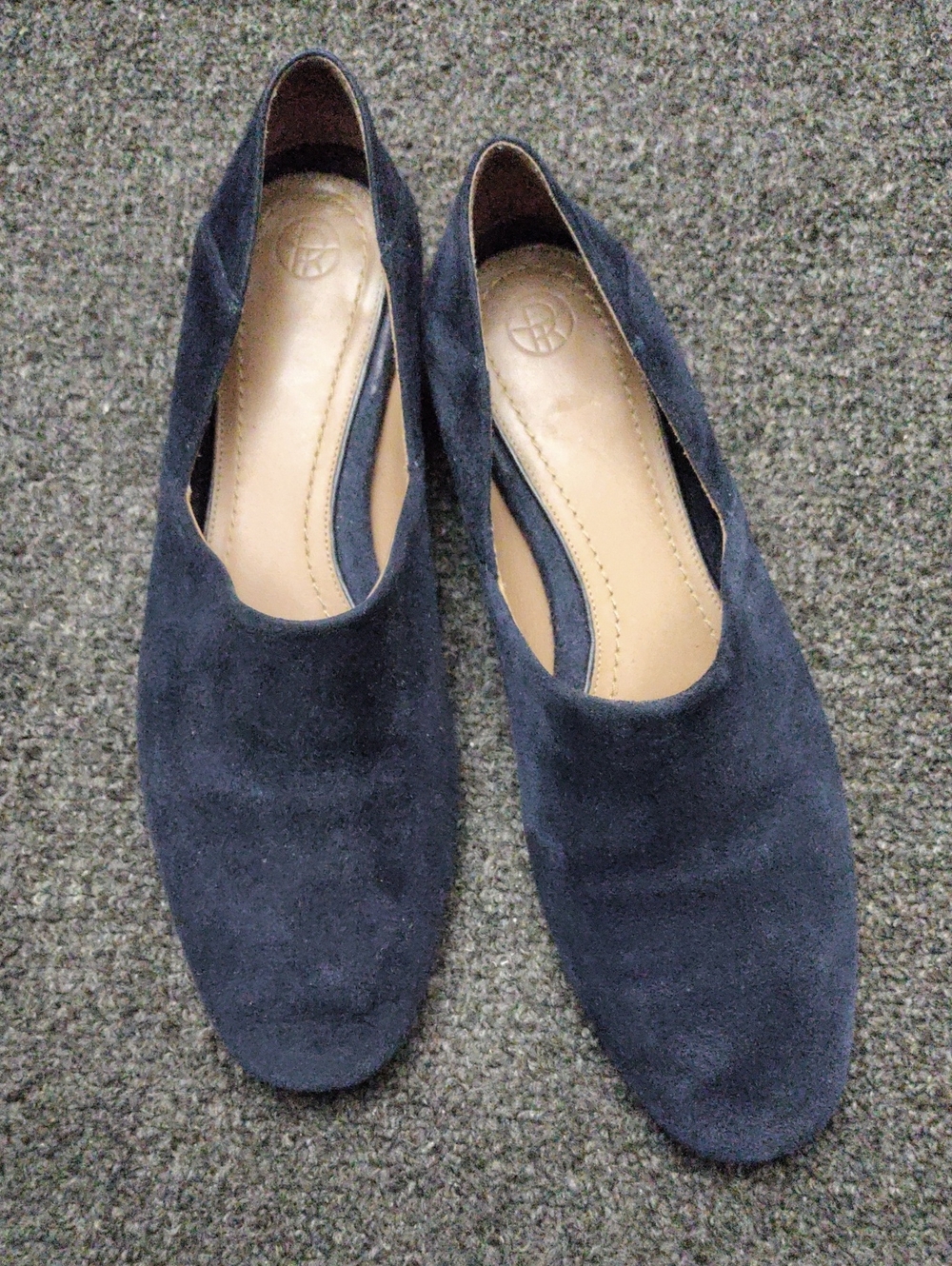 The Row Navy Suede Slip-On Flats